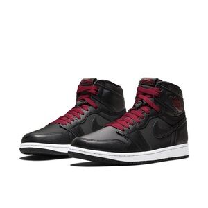 Jordan 1 Retro High Black Satin Gym Red (Good Condition) Unisex